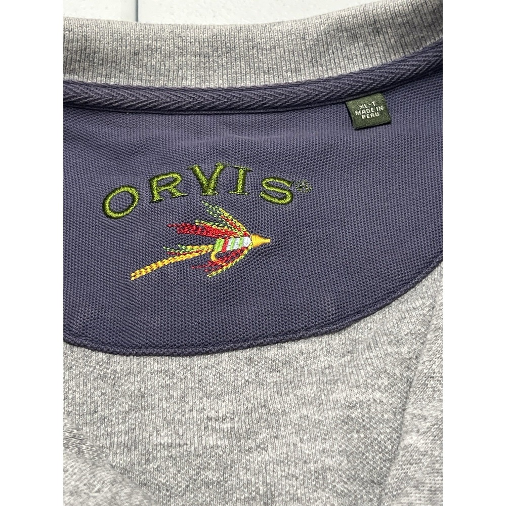 Orvis Polo Shirt Mens XL T Gray 100% Cotton Short Sleeve Fisherman Outdoor Peru - Picture 11 of 11